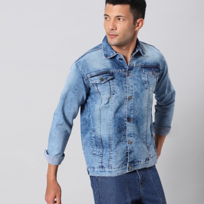 Washed Blue Slim Fit Denim Jacket By Arbia Funki