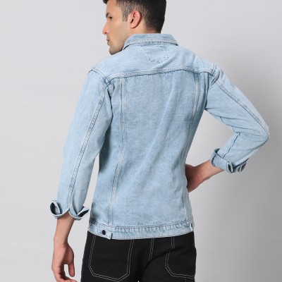 Washed Light Blue Slim Fit Denim Jacket By Arbia Funki