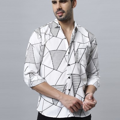 Black Embroidered With White Cotton Shirt