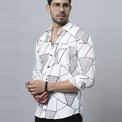 Black Embroidered With White Cotton Shirt