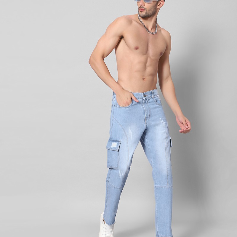 Light Blue Denim Cargo Pant