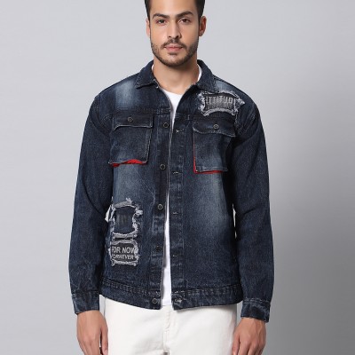 Asos Denim Jacket With Stud And Skull Print Detail Black