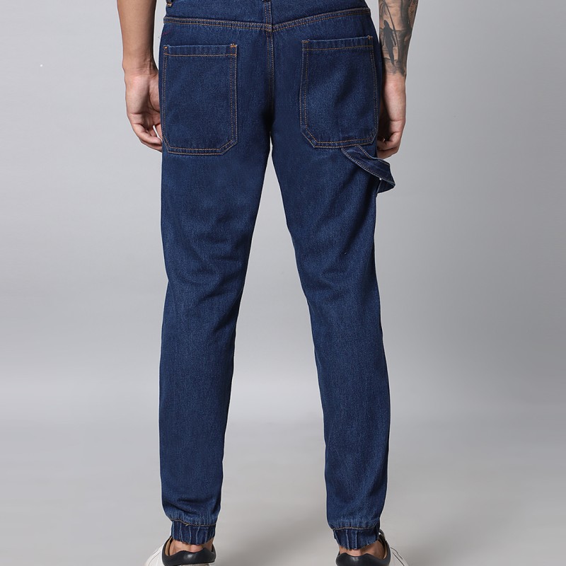 Dark Blue Denim Joggers For Men