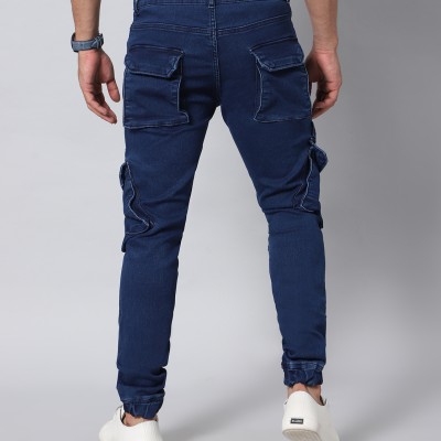 Men Jogger Fit Mid Rise Dark Blue Jeans