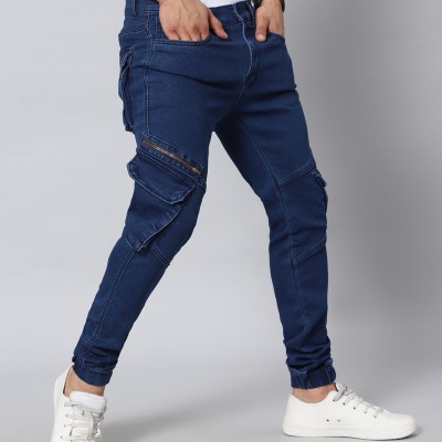 Men Jogger Fit Mid Rise Dark Blue Jeans