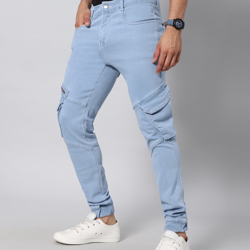 Men Jogger Fit Mid Rise ICE Blue Jeans