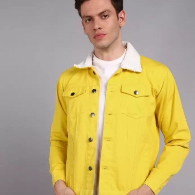 Yellow Cotton Denim Jacket for Men