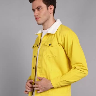 Yellow Cotton Denim Jacket for Men