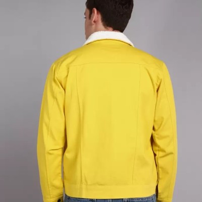 Yellow Cotton Denim Jacket for Men